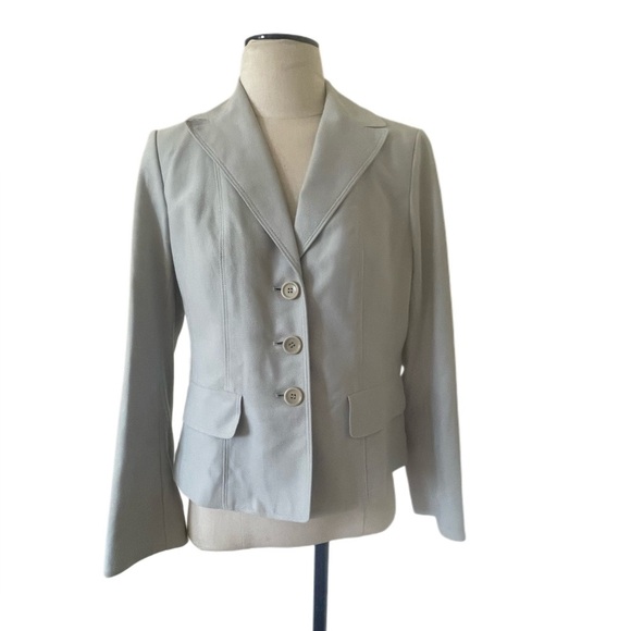 Ann Taylor NEW Gray Cotton Blazer Jacket Size 10 Petite NWT Vintage Business - Picture 1 of 7